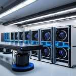 **

A futuristic quantum computer lab in Portugal.  Complex cryogenic cooling systems with liquid helium are visible, but scientists are working on a smaller, more efficient integrated cooling solution.  Superconducting materials are highlighted with a subtle glow.  The scene emphasizes energy efficiency and sustainability.  Modern, clean design.

**