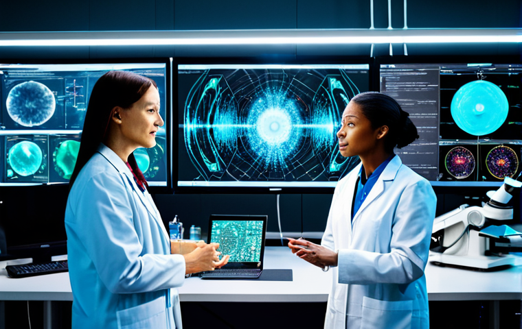 **
"A team of diverse scientists collaborating in a high-tech laboratory, surrounded by holographic displays visualizing complex data streams and quantum algorithms. The scene showcases breakthroughs in medicine, finance, and logistics. Fully clothed, appropriate attire, safe for work, perfect anatomy, natural proportions, professional, modern setting, advanced technology, vibrant colors, high resolution, well-formed hands, proper finger count, family-friendly, scientific progress."
**