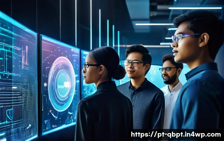 양자 컴퓨터의 상용화 현황 - **Prompt:** A vibrant, futuristic image depicting a diverse group of young scientists and developers...