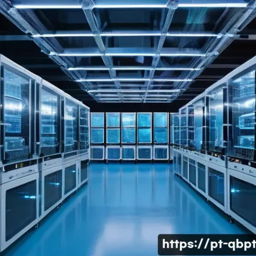 Home 17 양자 컴퓨터의 프로토타입 개발 현황 - A highly detailed laboratory scene showcasing a cutting-edge quantum computing research facility in ...